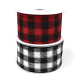 Brushed Square Plaid Wired Ribbon, 2-1/2-Inch, 10-Yard