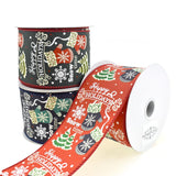 Cozy Christmas Mittens and Script Linen Wired Ribbon, 2-1/2-Inch, 10-Yard