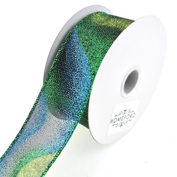 Sheer Glitter Mist Wired Edge Christmas Ribbon, 1-1/2-Inch, 10-Yard, Lime