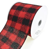 Brushed Buffalo Plaid Wired Ribbon, 4-Inch, 10-Yard