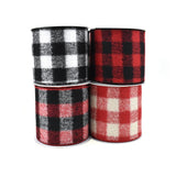 Brushed Buffalo Plaid Wired Ribbon, 4-Inch, 10-Yard