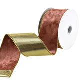 Christmas Velvet and Gold Back Wired Ribbon, 2-1/2-Inch 10-Yard