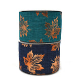 Copper Accent Fall Leaves Wired Ribbon, 2-1/2-Inch, 10-Yard