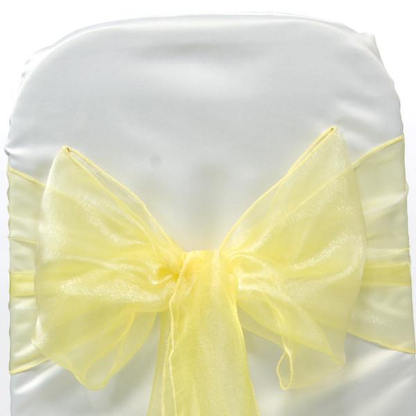 Organza Chair Bow Sash, 9-inch, 10-feet, 6-piece, Yellow