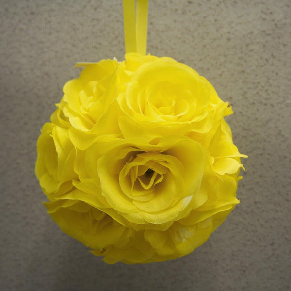 Silk Flower Kissing Balls Wedding Centerpiece, 6-inch, Yellow