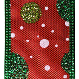 Christmas Lamé Dots Wired Ribbon, 1-1/2-Inch, 10-Yard - Red