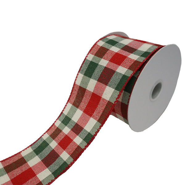 Christmas Wide Plaid Wired Ribbon, 2-1/2-Inch, 10-Yard