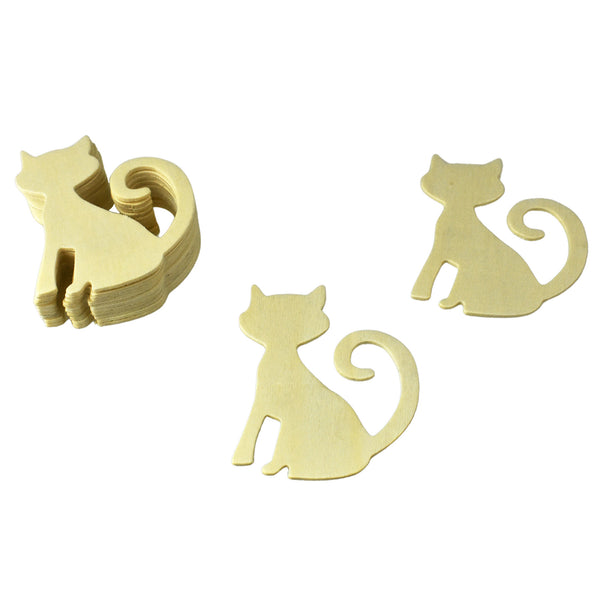 DIY Cat Silhouette Craft Wood Shapes, 3-1/8-Inch, 12-Count