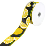 Lemons and Lillies Faux Linen Wired Ribbon, 1-1/2-Inch, 10-Yard