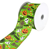 Cartoon Pumpkin and Skull Wired Ribbon, 2-1/2-Inch, 10-Yard