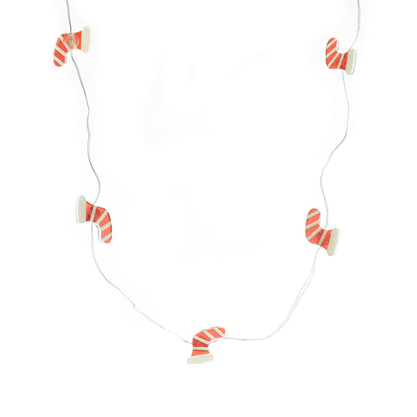 LED Mini Candy Cane Stocking Copper Wire Garland, 5-Feet