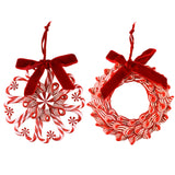 Peppermint Wreath Christmas Ornaments, 5-Inch, 2-Piece