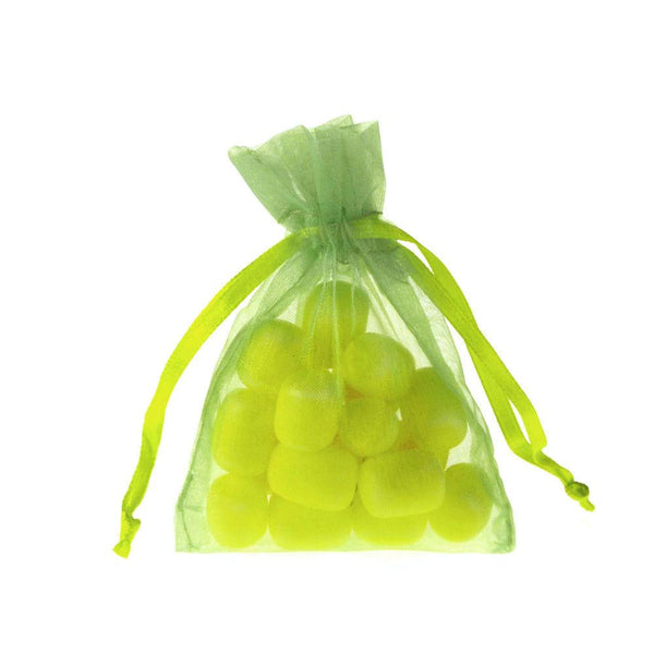 Organza Favor Pouch Bag, 3-Inch x 4-Inch, 12-Count, Apple Green