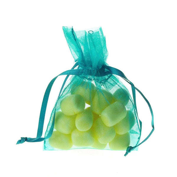 Organza Favor Pouch Bag, 3-Inch x 4-Inch, 12-Count, Aqua