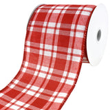 Christmas Woven Josh Plaid Wired Ribbon, 4-Inch, 10-Yard