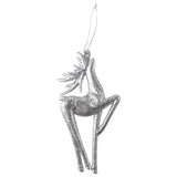 Glittered Deer Christmas Ornaments, 6-Inch, 2-Piece - Silver