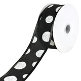 Glittered Jumbo Polka Dots Satin Wired Ribbon, 1-1/2-Inch, 10-Yard