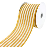 Cabana Stripes Faux Linen Wired Ribbon, 2-1/2-Inch, 10-Yard