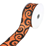 Halloween Glitter Swirls Wired Ribbon, 1-1/2-Inch, 10-Yard