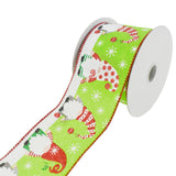 Christmas Gnomes Wired Ribbon, 2-1/2-Inch, 10-Yard