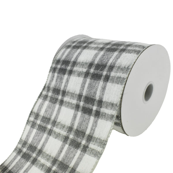 Brushed Josh Plaid Wired Ribbon, 4-Inch, 10-Yard