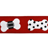 Christmas Doggy Bones Grosgrain Ribbon, 5/8-Inch, 10-Yard - Red