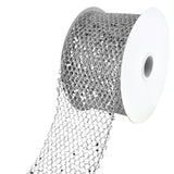 Christmas Dazzling Glitter Chunk Netting Wired Ribbon, 2-1/2-Inch, 10-Yard