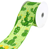 Blooming Cactus Faux Linen Wired Ribbon, 2-1/2-Inch, 10-Yard