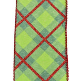 Christmas Georgina Plaid Red Trim Wired Ribbon, 2-1/2-Inch, 10-Yard - Green