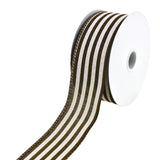 Cabana Stripes Faux Linen Wired Ribbon, 1-1/2-Inch, 10-Yard