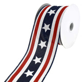 Stars and Stripes Faux Linen Wired Ribbon, 2-1/2-Inch, 10-Yard