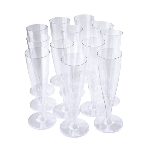 Clear Plastic Champagne Glasses, 7-Inch, 12-Count