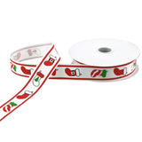 Fun Christmas Stockings Grosgrain Ribbon, 7/8-Inch, 10-Yard - White