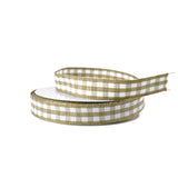 Natural Tan Classic Checkered Wired Ribbon, 5/8-Inch, 10-Yard