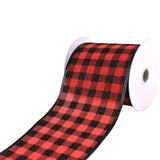 Glitter Buffalo Plaid Wired Ribbon, 4-Inch, 10-Yard