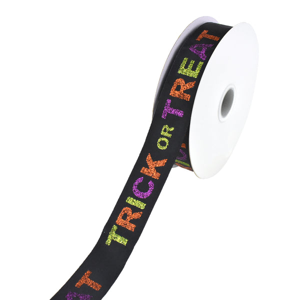 Trick or Treat Glitter Satin Ribbon, 7/8-Inch, 10-Yard