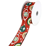 Retro Christmas Ornaments Wired Ribbon, 1-1/2-Inch, 10-Yard