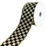 Glittered Checker Board Wired Ribbon, 2-1/2-Inch, 10-Yard