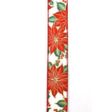 Christmas Glitter Poinsettias and Berries Wired Ribbon, 1-1/2-Inch, 10-Yard