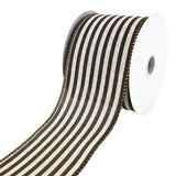 Cabana Stripes Faux Linen Wired Ribbon, 2-1/2-Inch, 10-Yard