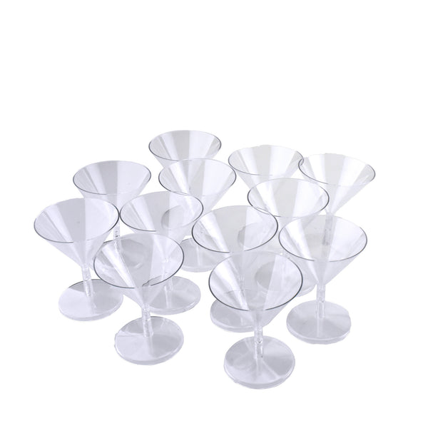 Clear Plastic Martini Glasses, 3-1/2-Inch, 12-Count