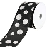 Glittered Jumbo Polka Dots Satin Wired Ribbon, 2-1/2-Inch, 10-Yard