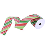 Christmas Glitter Candy Cane Stripes Wired Ribbon, 2-1/2-Inch, 10-Yard - Green/Red/White