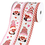 Valentines Day Heart Gnomes Wired Ribbon, 2-1/2-Inch, 10-Yard