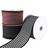 Flocked Velvet Cabana Stripes Wired Ribbon, 2-1/2-Inch, 10-Yard