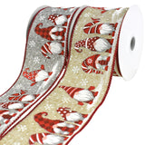 Snowy Day Christmas Gnomes Wired Ribbon, 2-1/2-Inch, 10-Yard