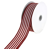 Flocked Velvet Cabana Stripes Wired Ribbon, 1-1/2-Inch, 10-Yard