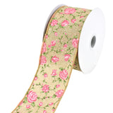 Blooming Rose Wired Canvas Ribbon, 2-1/2-Inch, 10-Yard