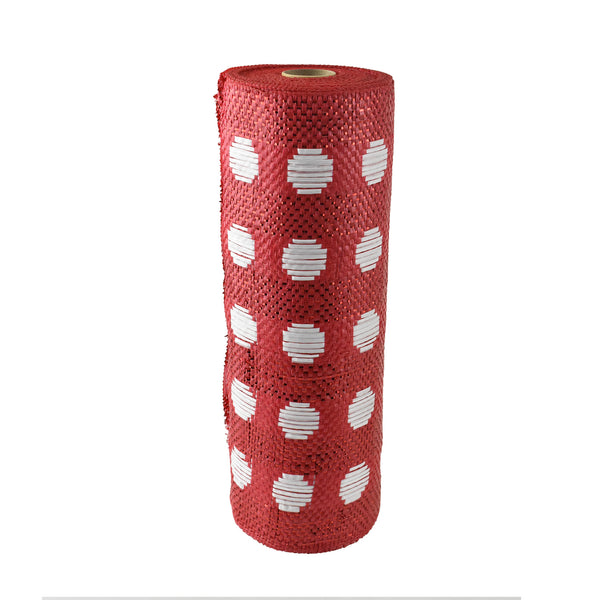 Polyester Polkadot Fabric Mesh, 10-Inch x 10-Yard - Red/White