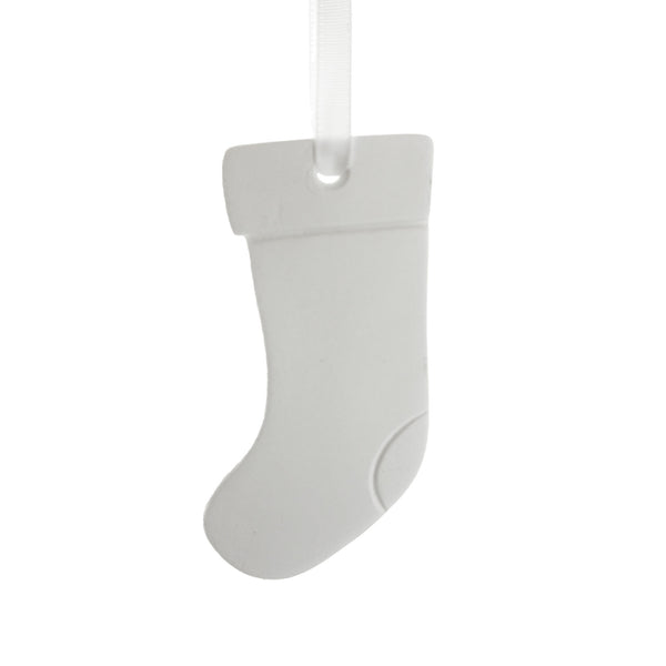 3D Plaster Stocking DIY Ornament, 3-1/2-Inch